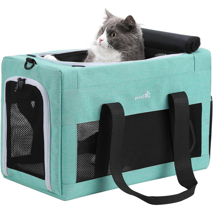 Транспортна сумка для котів Pecute Katzentasche: легка, складана, для котів та маленьких собак, до 4 кг, 44 x 23 x 30 см, аква-зелений