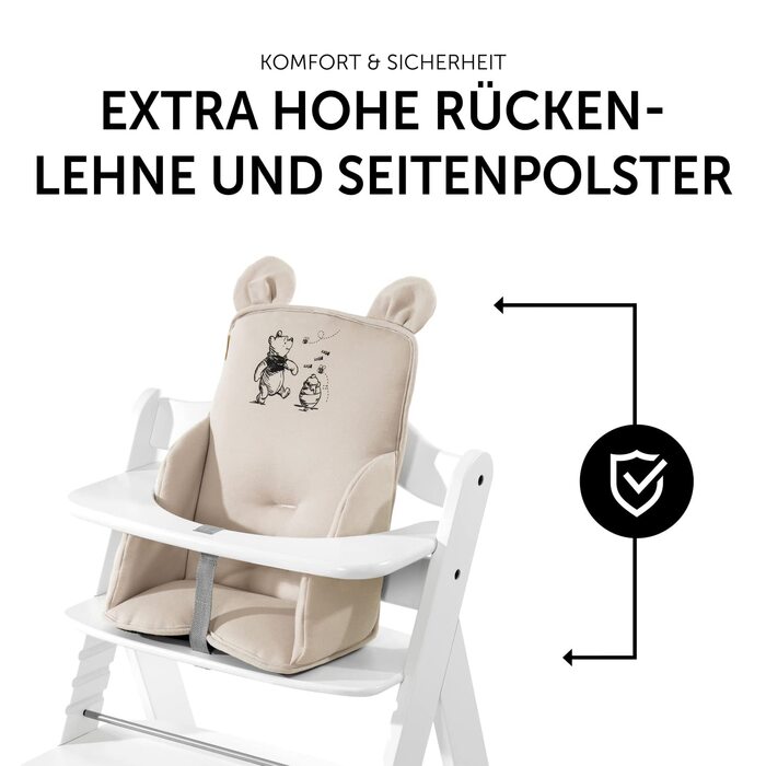 Подушка-вкладиш Hauck Alpha Cosy Disney Winnie the Pooh беж для дерев'яного стільчика Alpha+, Beta+, Arketa, з високою спинкою, для дітей 6-36 міс.