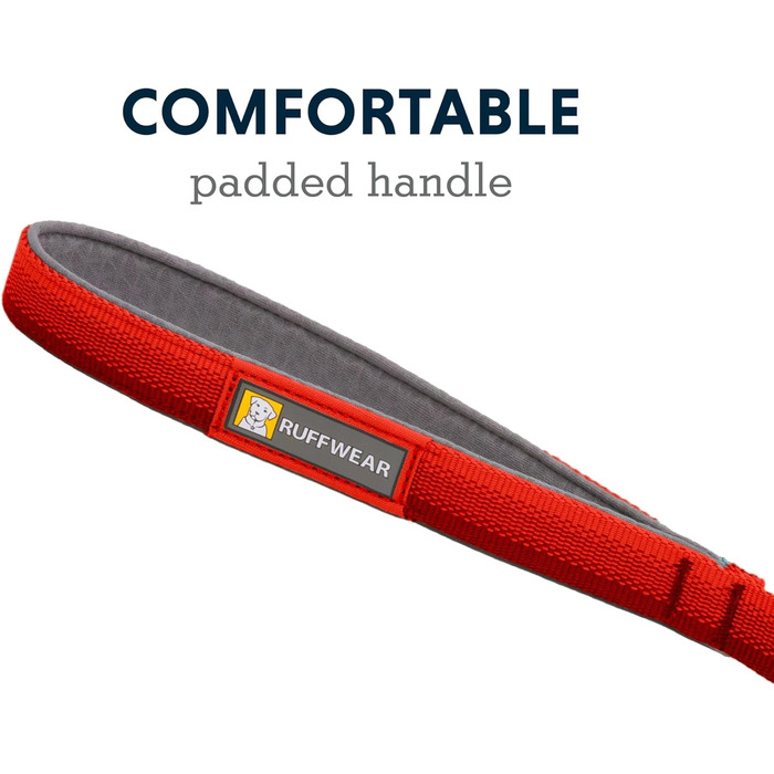 RUFFWEAR Front Lead, lightweight, 1.5 m, strong lead with padded handle and secure swivel Crux Clip, compact, flat Tubelok webbing, (Red Canyon, one size)