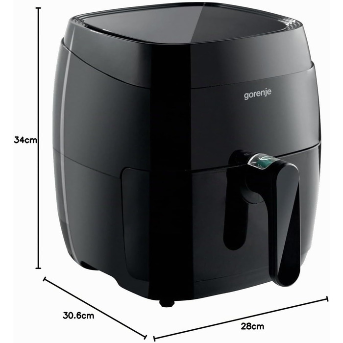 Аерофритюрниця Gorenje AF1350DWB, 1350 Вт, чаша 3.2 л з вікном, 8 автопрограм, антипригарне покриття, LED-дисплей, чорна