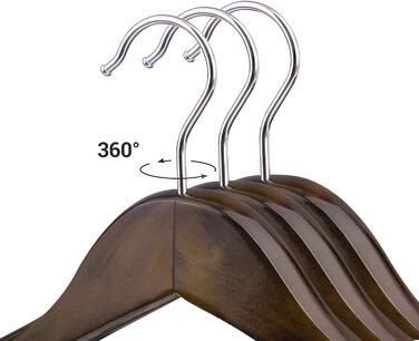 Набір вішалок для одягу SONGMICS, 6 шт., з масиву дерева, широкі плечі, антиковзні, для сорочок, пальто, курток, штанів, костюмів, поворотний гачок 360°, колір темний горіх CRSH06V