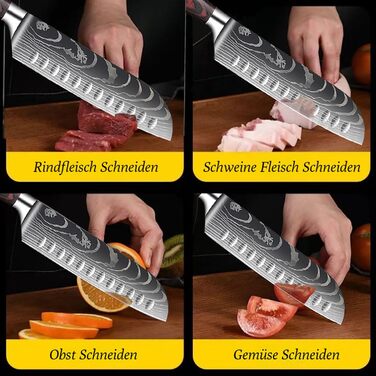 Набір кухонних ножів Camkum 3 шт: кухонний, Nakiri, ніж для фруктів. З нержавіючої сталі EN1.4116, подарункова упаковка