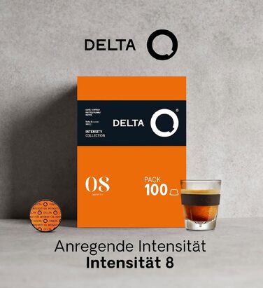 Кавові капсули Delta Q AQtivus, мелена кава для кавомашин Delta Q, інтенсивність 8, смак з нотками горіхів та фруктів, 100 капсул