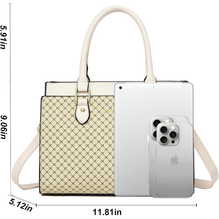 Стильна жіноча сумка-шопер KURGOOL з двоколірної шкіри бежевого кольору, дизайнерська сумка через плече з ручками