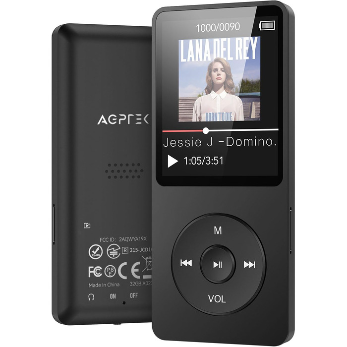 MP3-плеєр AGPTEK 32GB зі спікером, 70 годин роботи від акумулятора, 1.8
