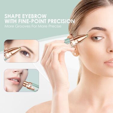 Триммер для обличчя та брів VG VOGCREST 2-в-1, акумуляторний, з LED-підсвіткою (Рожеве золото, Зелений)