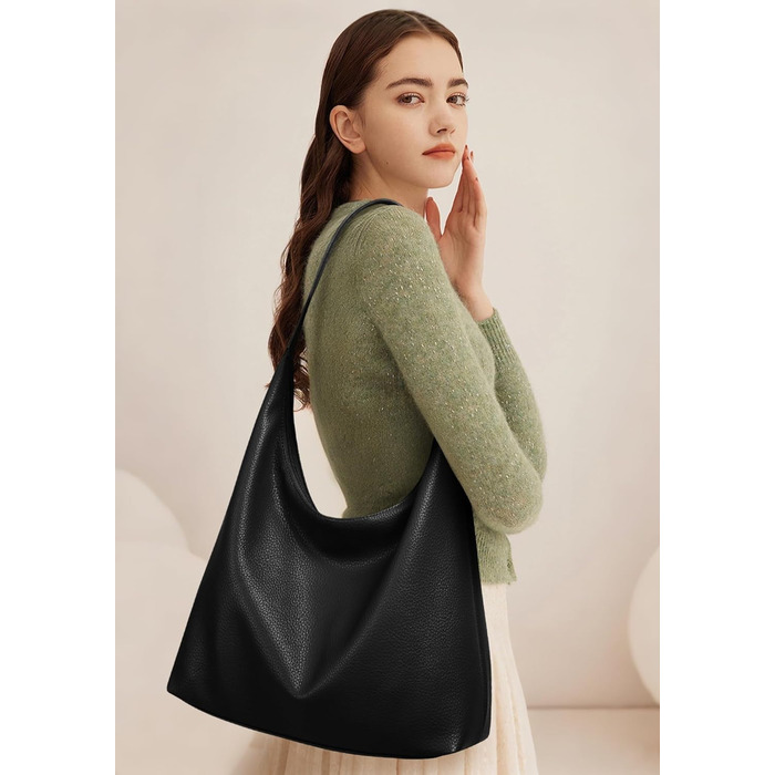 Сумка жіноча KALIDI шопер з PU шкіри, велика, чорна, для роботи, навчання, повсякденна, вінтажний стиль