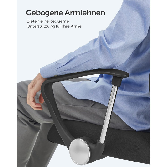 Офісний стілець SONGMICS, ергономічний, поворотний, з м'яким сидінням, регульований по висоті та нахилу, до 120 кг, чорний OBN034B01