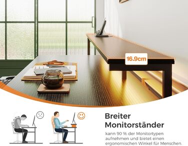 Ігровий стіл Coleshome з LED підсвічуванням, 140x48 см, з ящиками з тканини, стіл для комп'ютера з 2 розетками та 2 USB-портами, стіл для геймінгу з підставкою для монітора для дому/офісу, чорний 140x48 см