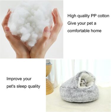 YUDANSI Cat Bed, 40cm Covered Dog Bed Cat Cave Bed Donut for Kittens Puppies, Plush Faux Fur Nest Fluffy Dog Bed Round Dog Cushion Dog Sofa Cat Bed for Cats and Small Dogs