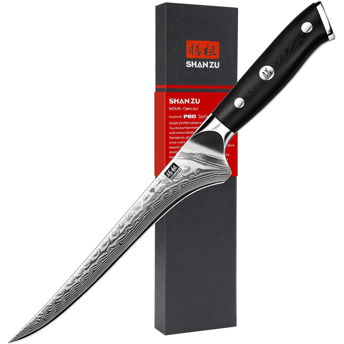 Ніж кухарський SHAN ZU 67 шарів Дамаск, PRO Series з ручкою G10, ніж для філетування