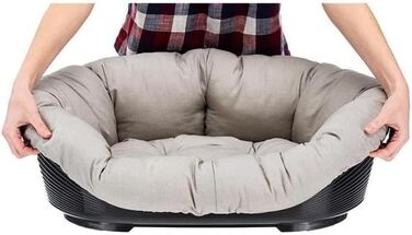 Крісло-лежанка для собак та котів Ferplast SOFA 'CUSHION' - м'яке, зручне, 85 x 62 x 28.5 см, сірий/taupe