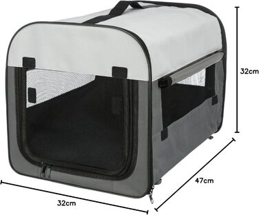 ТРИКСІ переносна переносна клітка для собак Basic, XS, 32x32x47 см - з сіткою, флісовою підкладкою, 3 кишенями, фіксаторами та тентом, у комплекті сумка – 39701 L