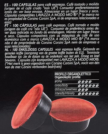 Кава в капсулах Caffè Corsini Classico Italiano, сумісні з Lavazza a Modo Mio, 100 шт по 7.5 г