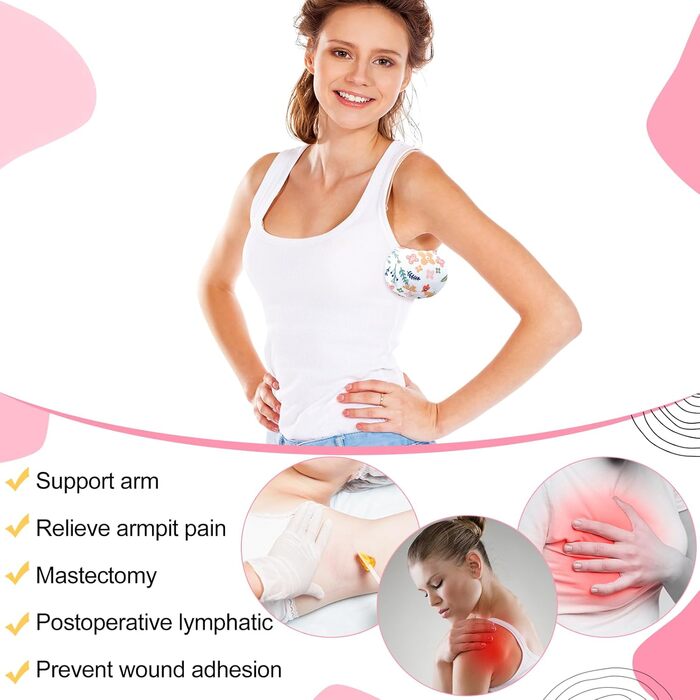 Juexica 4 Pack Lymph Edema Axilla Mastectomy Pillow Cotton Post-Breast Surgery Recovery Breast Pillow for Sleeping, Mastectomy, Armpit Pain Relief (Flower)