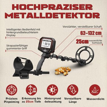 Металошукач GreenRex Profi: водонепроникна котушка 25.4 см, LCD-дисплей, для дорослих та дітей, DSP-чіп, для пляжу, під водою та саду