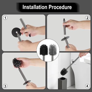 Набір для туалету BVL з щіткою та тримачем, метал, силікон, сірий