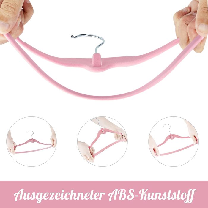 Набір велюрових дитячих вішалок 28 шт: 20 вішалок для одягу та 8 роздільників для дитячої шафи, з додатковим гачком, неслизькі, економія місця, рожеві