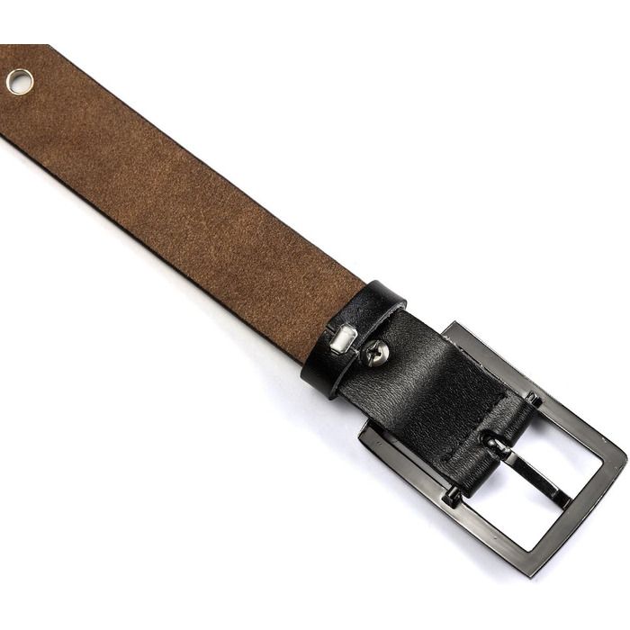 Жіночий шкіряний ремінь з металевою пряжкою для джинсів Dreess, ширина 1.1 см, довжина 115 см (підходить для обхвату талії 95-106 см), колір: чорний