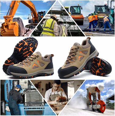 Черевики робочі чоловічі/жіночі, захисні, легкі, дихаючі, антиковзкі, зі сталевим підноском (Хакі, 37 EU)