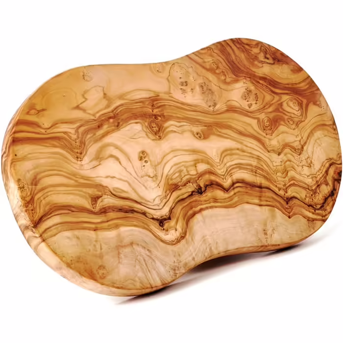 das Olivenholzbrett® Large Serving Board made of Olive Wood / Antipasto Board / Cutting Board made of Olive Wood / Natural Shape, Unfinished Edge, 60cm