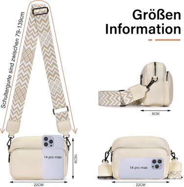 Сумка жіноча через плече бежева PU шкіра, маленька крос-боді з відстібним ремінцем