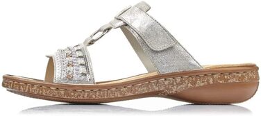 Пантолети Rieker 628M6 сріблясті жіночі Slip-On, розмір 41 EU
