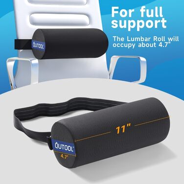 Підпорушка для спини Qutool з піною Memory Foam, для офісного та геймінгового крісла, підтримка поперекового відділу, регульовані ремені, сітчаста обкладка (Чорний)