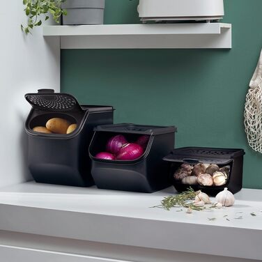 Tupperware Set - PotatoSmart 8.3L, OnionSmart 5.5L & GarlicSmart 2.3L - Innovative potato, onion & garlic containers with optimal air circulation - Stackable design - dishwasher safe