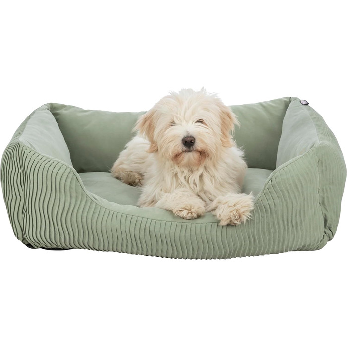 Тріксі лежанка для собак Марлі, 80 x 60 см, салатовий колір – зручна лежанка для середніх собак з якісного бавовняного покриття Canvas, м'яка та пральна – 37691 Salbei L 80 x B 60 x H 23 cm