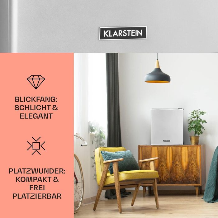 Klarstein Mini Холодильник для кімнати 30л, для напоїв та косметики, міні-бару, компактний та тихий, з регульованими полицями, Skincare Холодильник 5-15°C