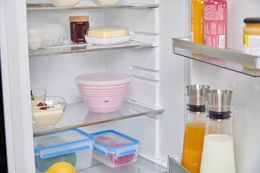 Emsa K32517 Prep&Bake Plastic Mixing Bowl 1.7 L | with a preserving lid for refrigerator storage | non-slip base | perfect stability when mixing | dishwasher safe | Pink