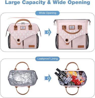 Льодогенератор Lekesky для жінок: ізольована ланч-торба, 11л, рожева