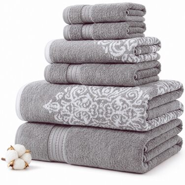 Набір махрових рушників Jacquard від Modern Threads Amrapur Overseas Artesia, двосторонні, 6 шт., колір шавлія/сірий