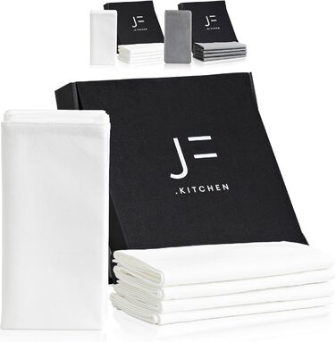JF.kitchen® | 12 Cloth Napkins with Folding Instructions from Extra High-Quality Cotton 40x40cm (White)