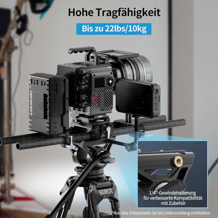 Штатив відео SIRUI AVT-11 з 360° Fluid-головкою, 180 см, для DSLR/Camcorder, алюміній, вантажопідйомність 10 кг