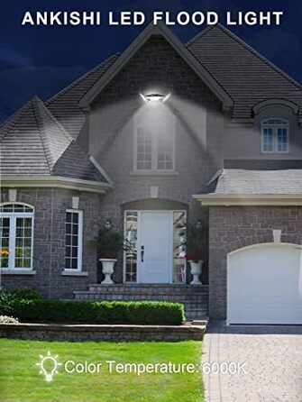 Ankishi LED Floodlight Outdoor, IP65 Waterproof, Super Bright 6500K Cool White Outdoor Light, 30000LM Outdoor Floodlight Spotlight for Sports Field, Garage, Garden, Backyard (Cool White, 4 PACK 300W)