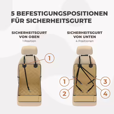 Extra Stable Dog Car Seat - High-Quality Car Seat for Small to Medium Dogs - Reinforced Walls and 3 Straps - Waterproof Dog Car Seat for Back and Front Seats (Beige)