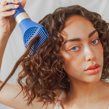 Фен-щітка Cecotec AirGlam Blue 12in1 з Coanda CeramicCare - 12 насадок, 1400W, цифровий двигун, зменшує пухнастість