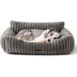 М'яке ліжко для котів та собак MEWOOFUN - зручне та затишне ліжко для домашніх тварин (сірий, 91x72x30 см)