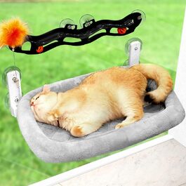 Кішка ліжко на стіл Odoland - 360° обертання та регулювання висоти, м'яка гамак для котів з 2 знімними чохлами, місце для сну для дому/офісу - підходить для цілорічного використання (сірий), для лежання на підвіконі