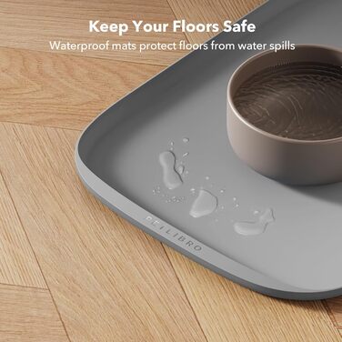 Підкладка під миску для собак та котів PETLIBRO Silikon, сіра, 45 x 30 см, нековзна, водонепроникна, для миття в посудомийній машині