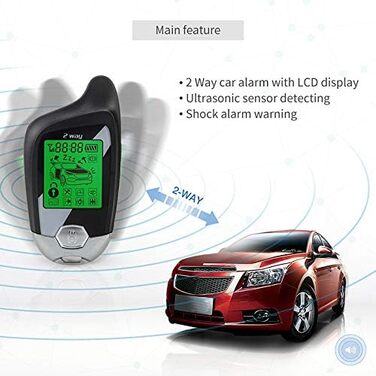 Двостороння автосигналізація EASYGUARD EC203 з LCD-пейджером, ультразвуковим та ударним датчиком, 12В