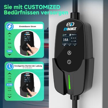 Кабель для зарядки електромобіля Type 2 Schuko, 3.68 кВт, 6.1 м, 6-16A (Чорний)