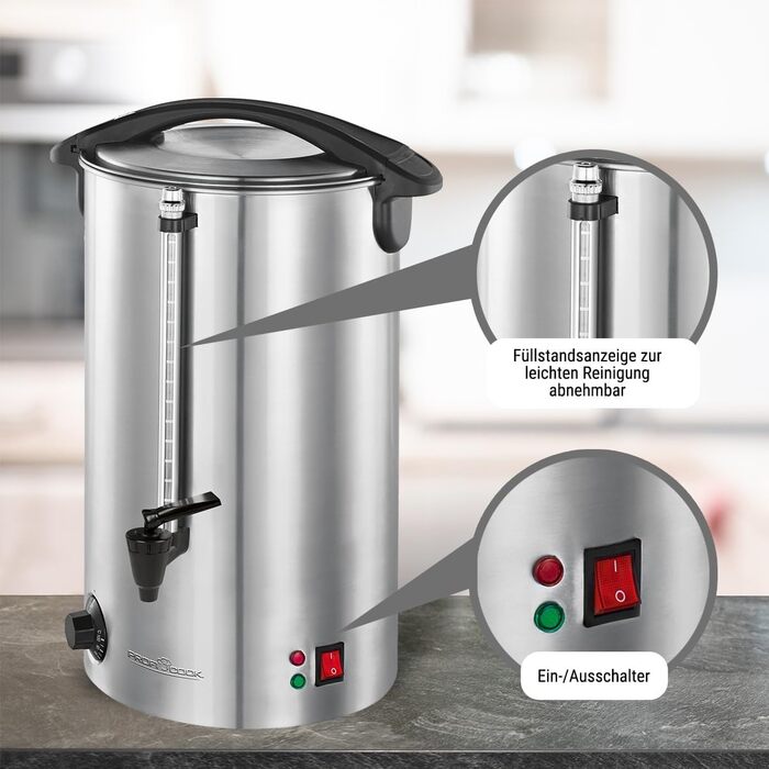 ProfiCook® Hot Beverage Machine with 7L Tank Capacity | Mulled Wine Cooker with high-quality stainless steel housing | for heating and keeping warm | Punch cooker for mulled wine, tea & coffee | PC-HGA 1196