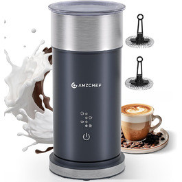 AMZCHEF Електричний піноутворювач молока IPX6 вологостійкий 4-в-1 для капучино, лате, гарячого шоколаду – тихий та швидкий, з простим керуванням, синій