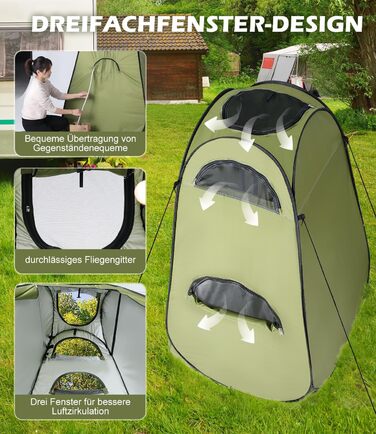Camping Privacy Tent with Shower - Pop Up Changing Room & Toilet Shelter - UV 50+ Protection - Portable Outdoor WC Tent for Camping & Beach - Includes Carry Bag