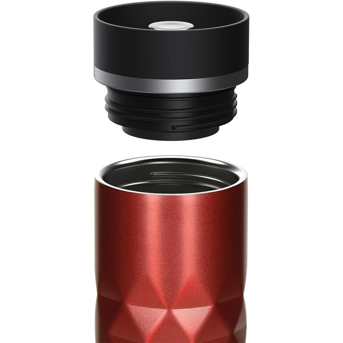 Термокружка Diamond з нержавіючої сталі Elasto Premium 450 мл, з кнопкою, витіканнями, BPA-free, для гарячих та холодних напоїв, матова блискуча (Рубіново-червона)