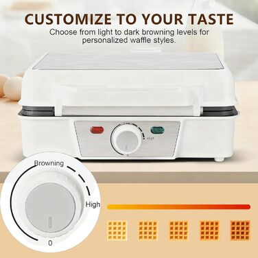 Вафельниця VINATO для приготування 4 бельгійських вафель, 1200W, антипригарне покриття, регулювання температури