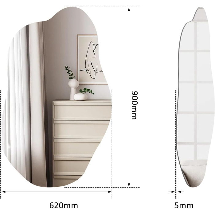 Дзеркало настінне чорне 40x60 см прямокутне з заокругленими кутами, монтаж на стіну, нержавіюча сталь, косметичне дзеркало для ванної кімнати та вітальні, гладка поверхня, горизонтальний/вертикальний монтаж
